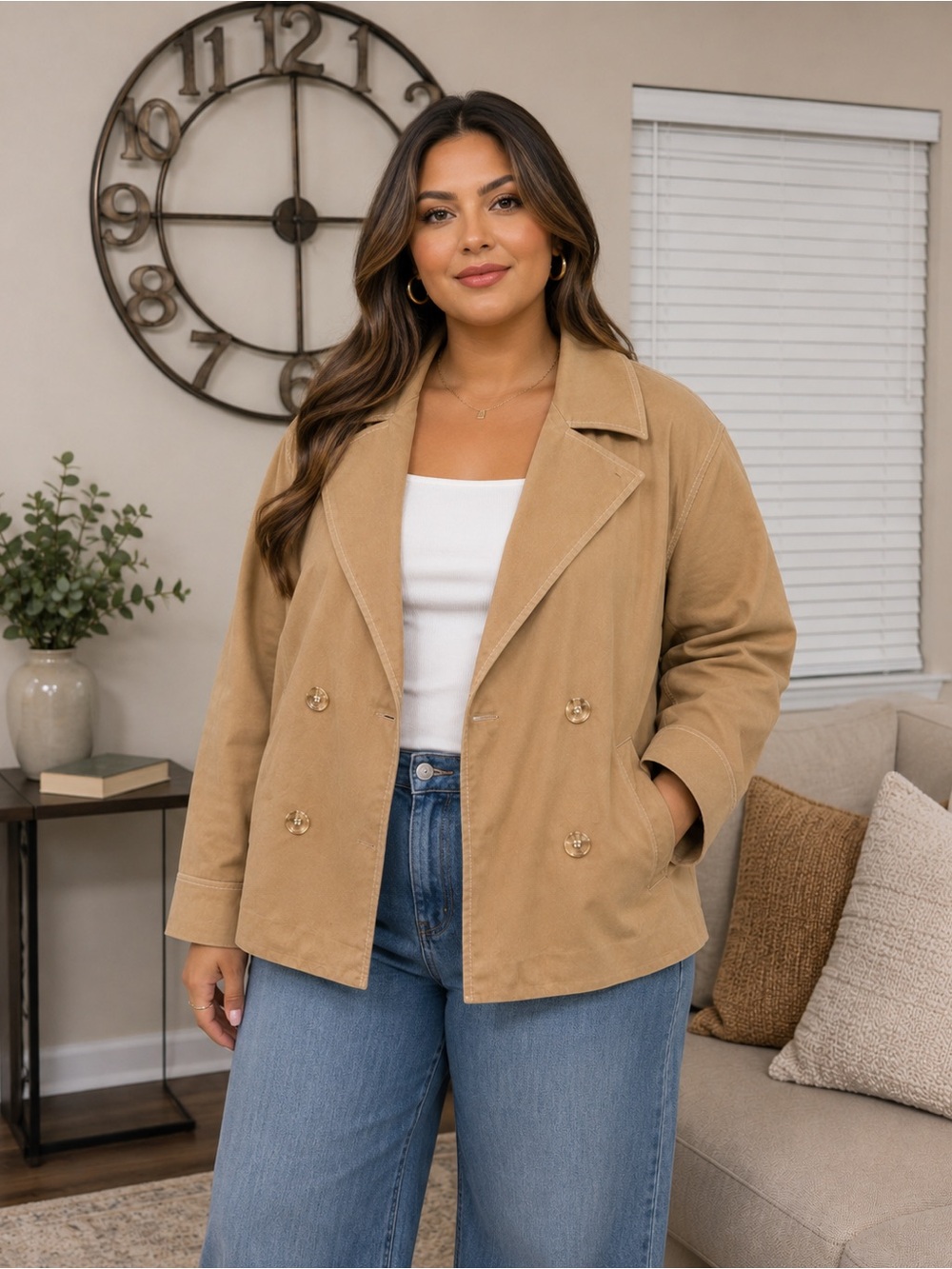 Lafayette 148 New York Tan Double-Breasted Blazer Size XXL